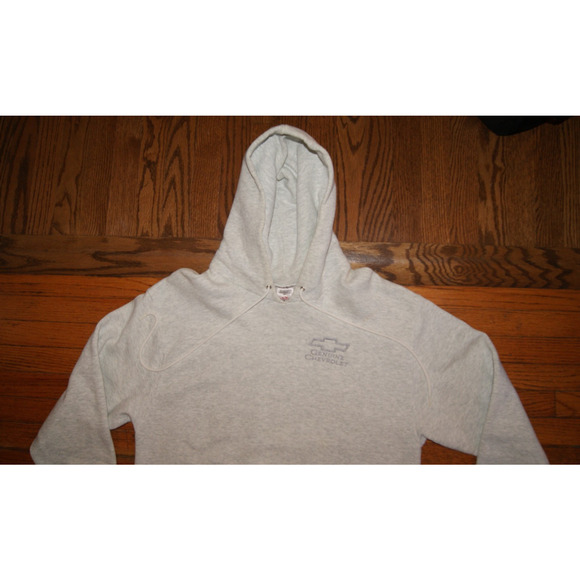 Vintage 90s Genuine Chevrolet Gray Large Hoodie Sweatshirt Chevy FOTL Embroider - Picture 1 of 10